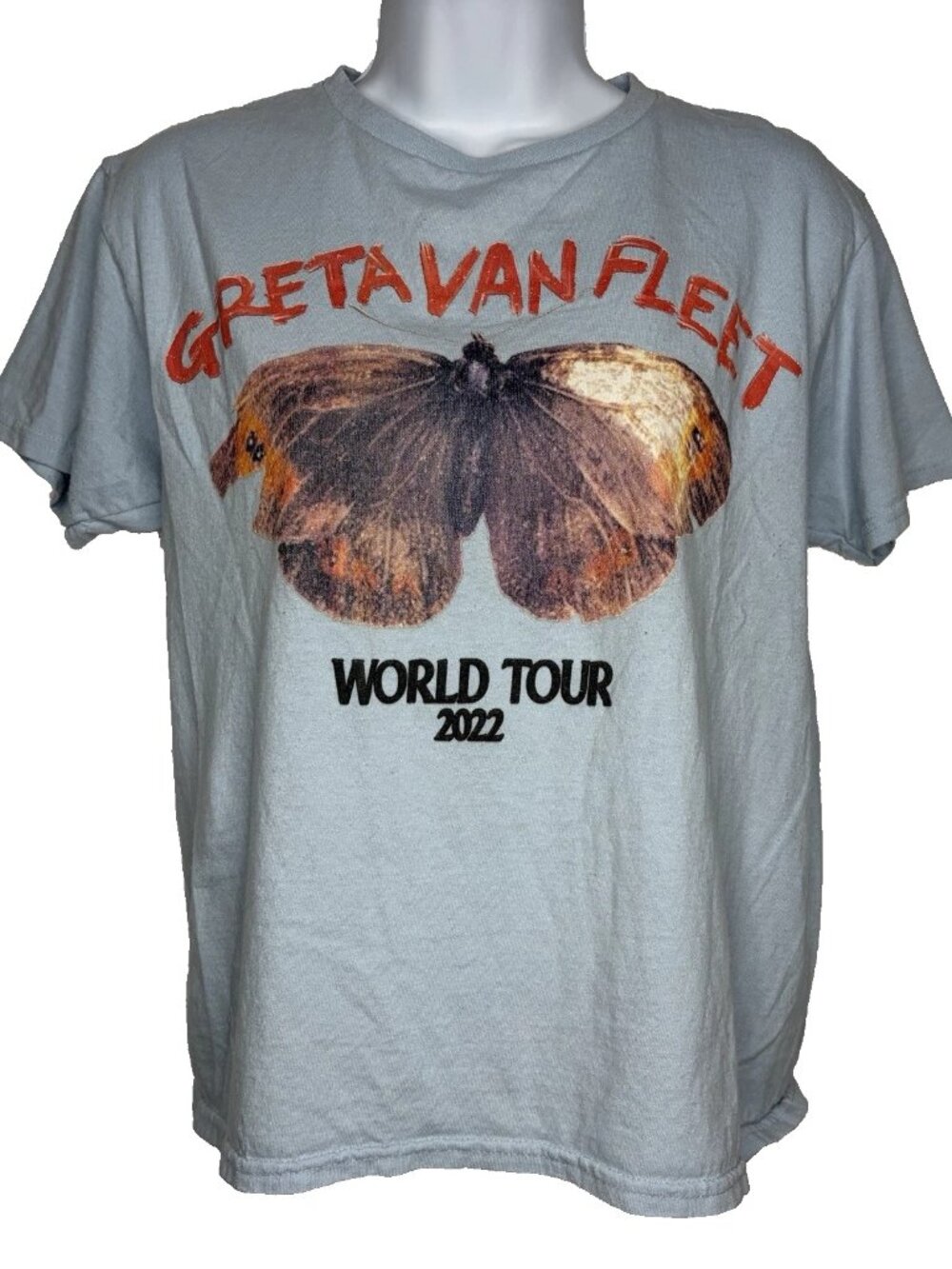 Greta Van Fleet Boyfriend Fit T-shirt Sz S Junior Blue Butterfly World Tour 2022